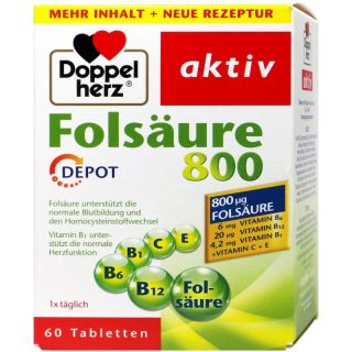 多寶雙心Doppelherz 葉酸800 + B群維生素 60粒